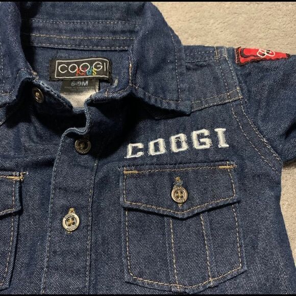 Coogi Denim and Patches Button Down Sz 6-9Mos - Picture 2 of 6